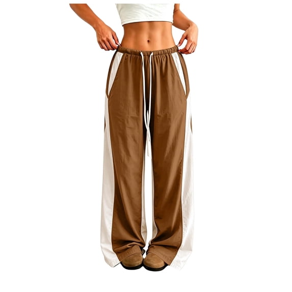 Hudaneo Womens Pants Loose Fit High Waist Wide Leg Pants for Women, Soft Walking Exercise Trouser Outdoor Track Pants, Brown S