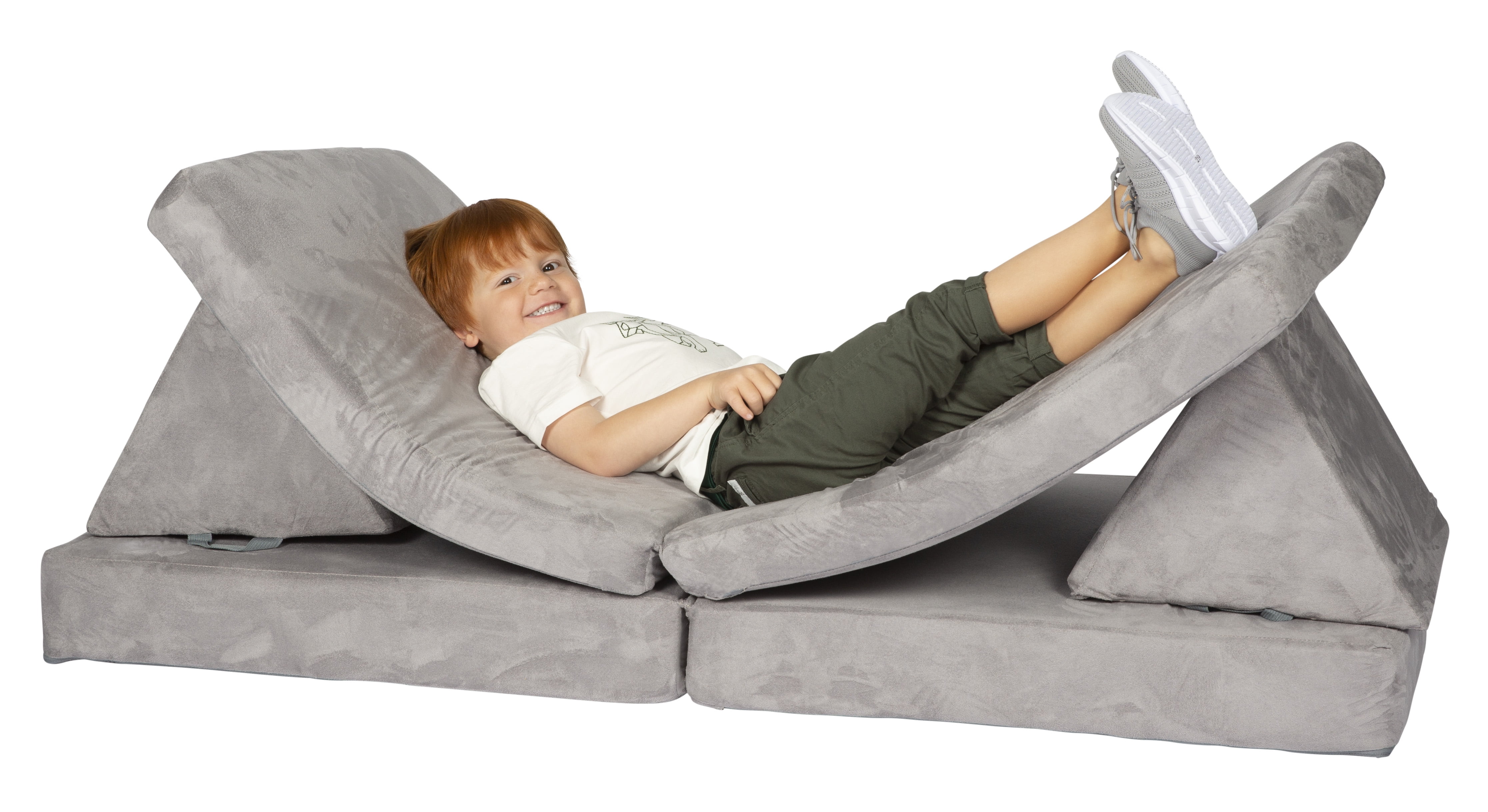 Huddle Customizable Kids Play Foam Couch, Grey, 4 