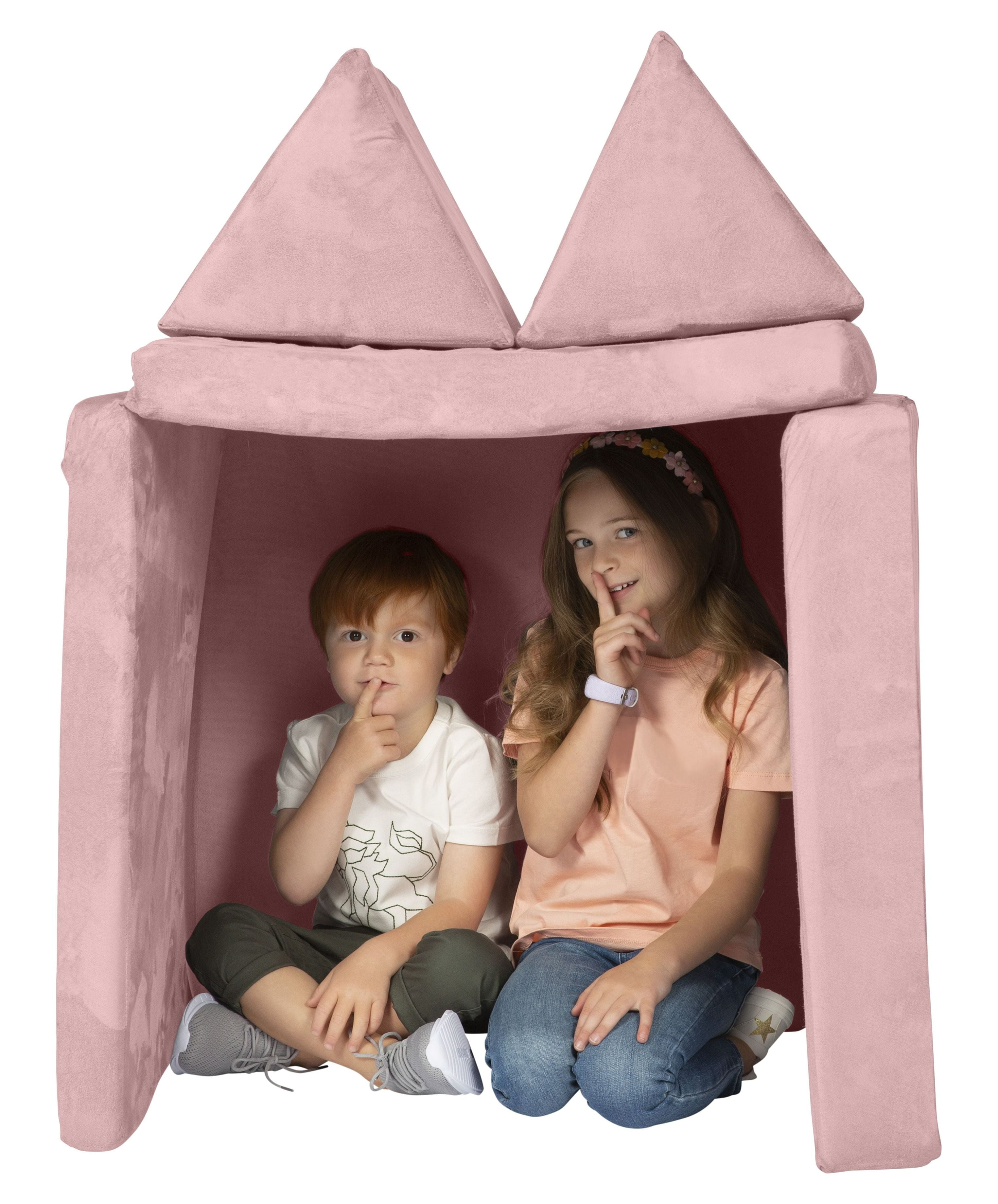 Huddle Customizable Kids Play Foam Couch, Pink, 4 Pieces