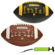 Huddle Hero Mini Football 2-Pack w/ Pump (Black/Green and Brown/White) (Black and Orange, Junior)
