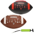 thumbnail image 1 of Huddle Hero Mini Football 2-Pack w/ Pump (Black/Green and Brown/White) (Black and Red, Junior), 1 of 6