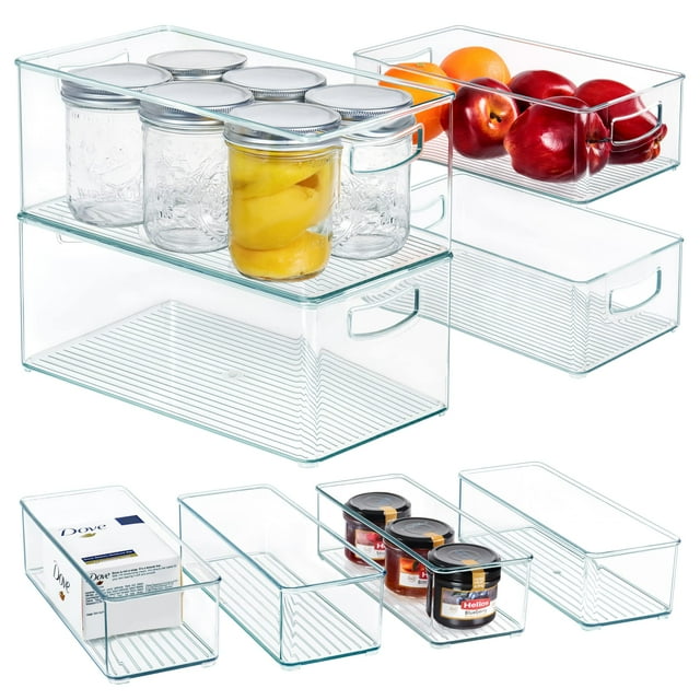 Hudgan 8 Pack Stackable Ypf5 Pantry Organizer Bins (3 Clear Fridge 