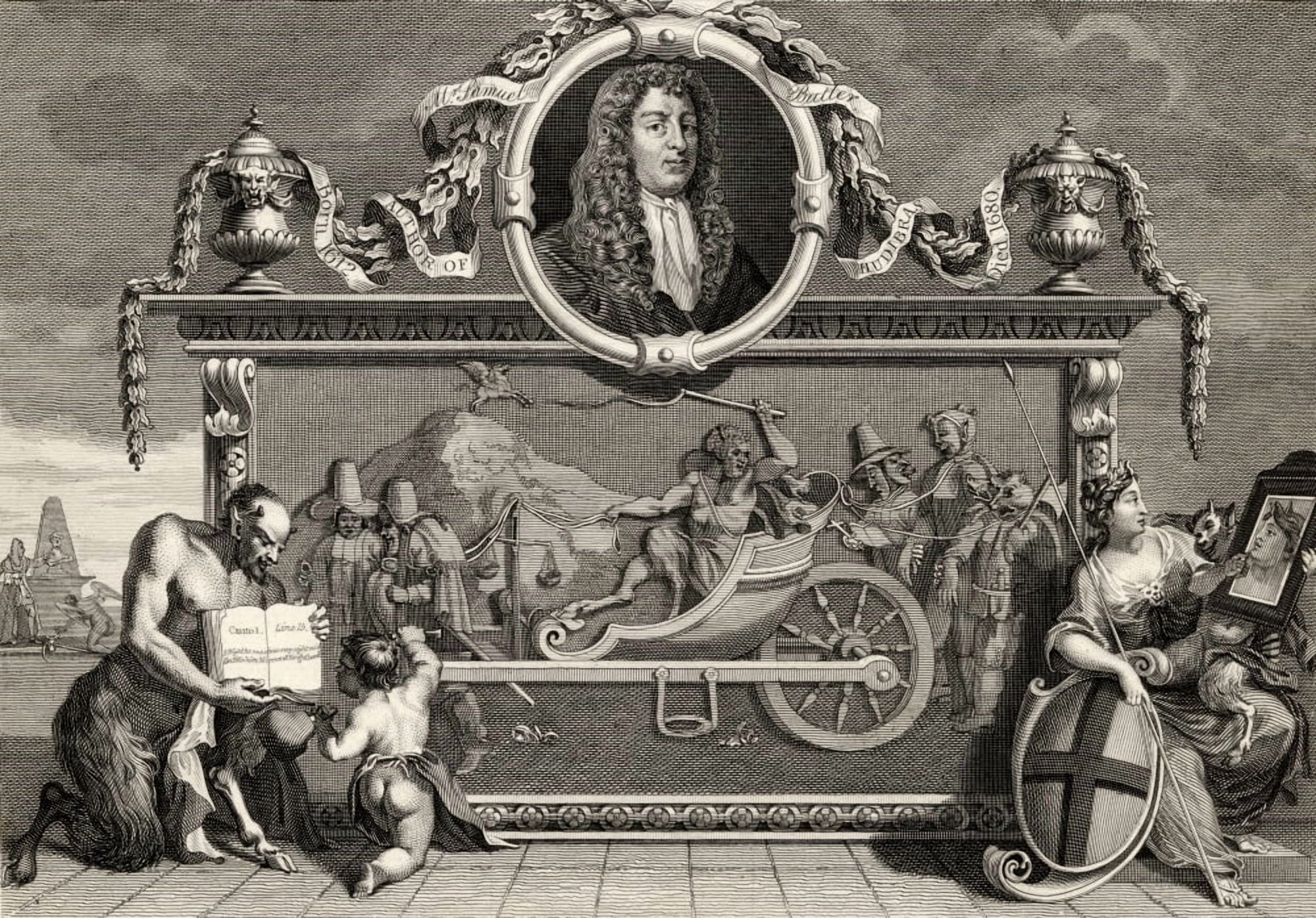 Hudibras Frontspiece Samuel Butler 1612 To 1680 English Poet Engraved By C Armstrong After Hogarth From The Works Of Hogarth Published London 1833 Canvas Art - Ken Welsh Design Pics (34 x 24)
