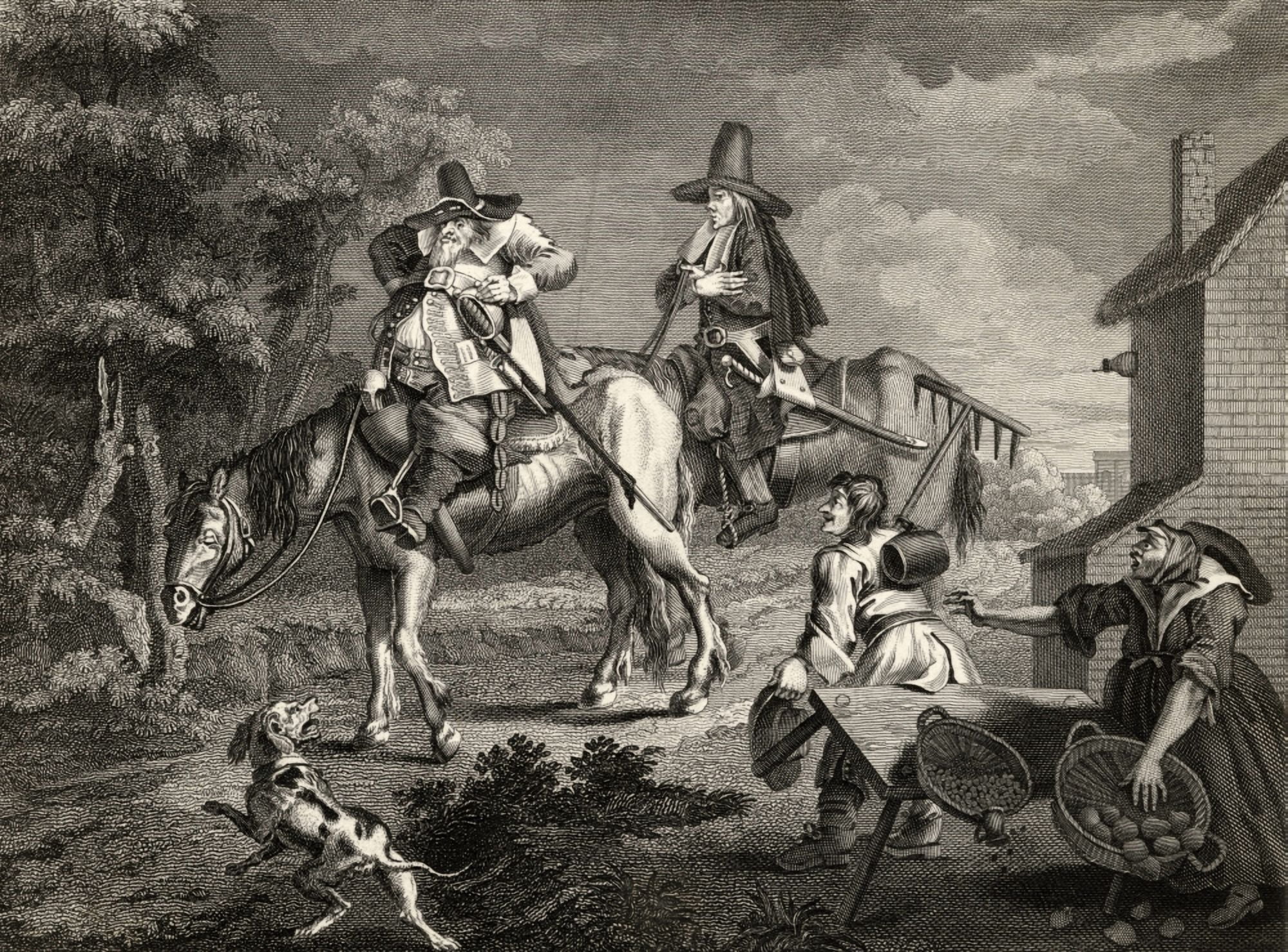 Hudibras The Manner How He Sallies Forth Engraved By C Armstrong After Hogarth From The Works Of Hogarth Published London 1833 Canvas Art - Ken Welsh Design Pics (34 x 24)