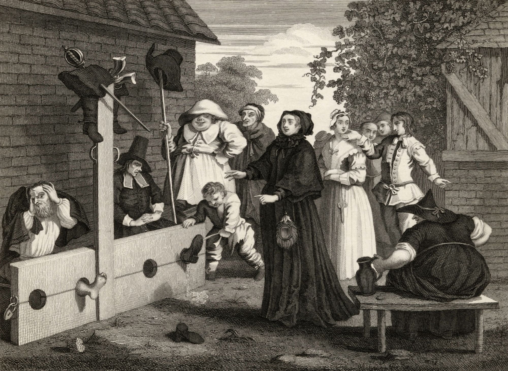 Hudibras And Ralpho In The Stocks Engraved By J Romney After Hogarth From The Works Of Hogarth Published London 1833 Canvas Art - Ken Welsh Design Pics (34 x 24)