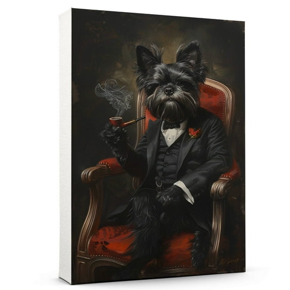 Hudo Affenpinscher Painting Gentleman Style on Canvas, Affenpinscher Vintage Costume Style Animals Posters For Home Decorations, Living Room, Bathroom Decor