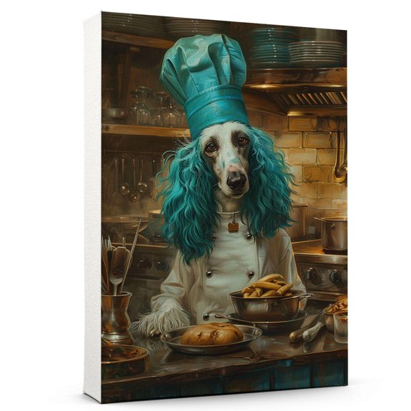 Hudo Afghan Hound Dog Chef Poster, Dog Chef Wall Art Decor for Kitchen Wall Home Office and Farmhouse Cottage Decorations
