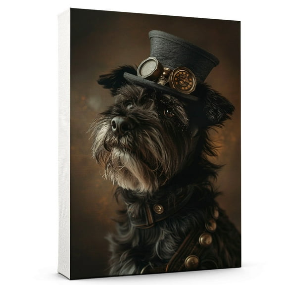 Hudo Cesky Terrier Dog Canvas Wall Art, Cesky Terrier Dog Retro Vintage Hunter Costume Style Animals Posters Painting Home Decorations