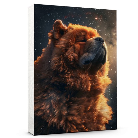 Hudo Chow Chow Dog on Space Poster Art - Chow Chow Dog Canvas Wall Art - Boho Bedroom Decor - Mens Gifts Unique