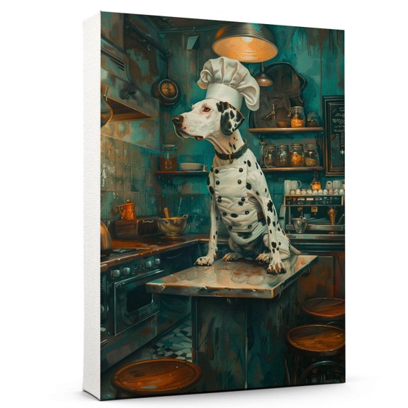 Hudo Dalmatian Dog Chef Poster, Dog Chef Wall Art Decor for Kitchen Wall Home Office and Farmhouse Cottage Decorations