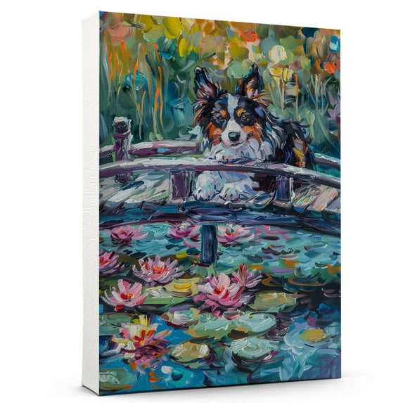 Hudo Dog Canvas Wall Art,Dog Wall Art print, Colorful Miniature American Shepherd Dog Decor for Kids Nursery Bedroom Living Room Office Home Unframed 8x12 inches