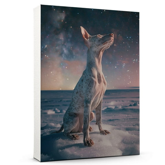 Hudo Dog Christmas Canvas Wall Art, American Hairless Terrier Dog Wall Art Prints Dogs Hanging Wall Pictures Decoration for Holiday Living Room Bedroom Bathroom