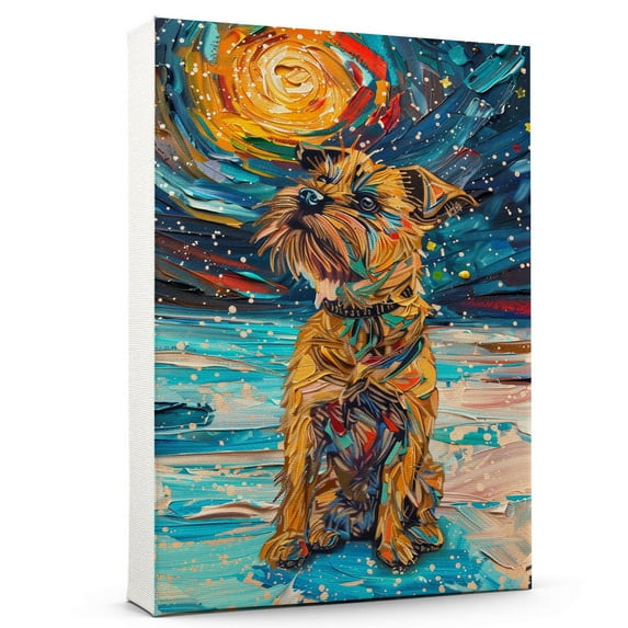 Hudo Dog Christmas Canvas Wall Art, Brussels Griffon Dog Wall Art Prints Dogs Hanging Wall Pictures Decoration for Holiday Living Room Bedroom Bathroom