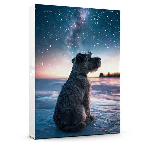 Hudo Dog Christmas Canvas Wall Art, Cesky Terrier Dog Wall Art Prints Dogs Hanging Wall Pictures Decoration for Holiday Living Room Bedroom Bathroom