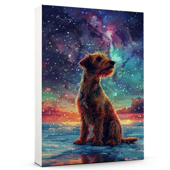 Hudo Dog Christmas Canvas Wall Art, Irish Terrier Dog Wall Art Prints Dogs Hanging Wall Pictures Decoration for Holiday Living Room Bedroom Bathroom