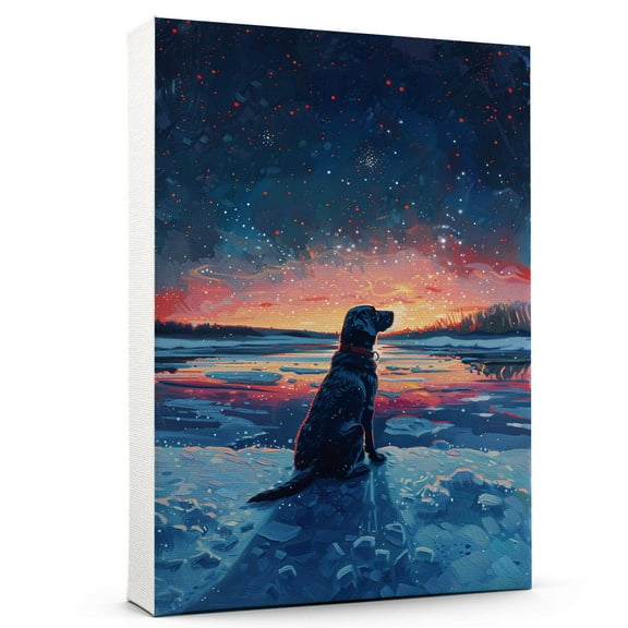 Hudo Dog Christmas Canvas Wall Art, Labrador Retriever Dog Wall Art Prints Dogs Hanging Wall Pictures Decoration for Holiday Living Room Bedroom Bathroom