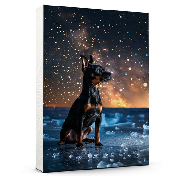 Hudo Dog Christmas Canvas Wall Art, Manchester Terrier Dog Wall Art Prints Dogs Hanging Wall Pictures Decoration for Holiday Living Room Bedroom Bathroom