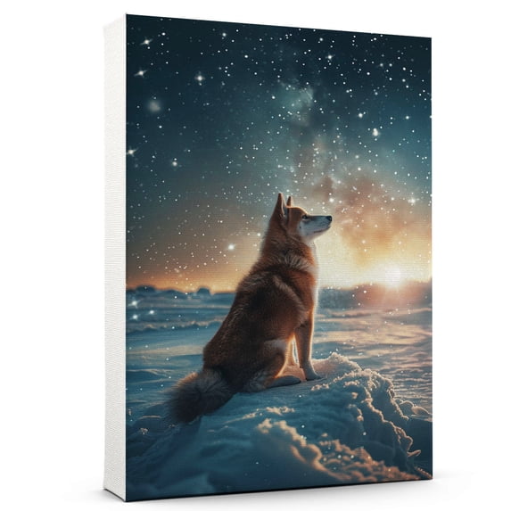 Hudo Dog Christmas Canvas Wall Art, Shiba Inu Dog Wall Art Prints Dogs Hanging Wall Pictures Decoration for Holiday Living Room Bedroom Bathroom
