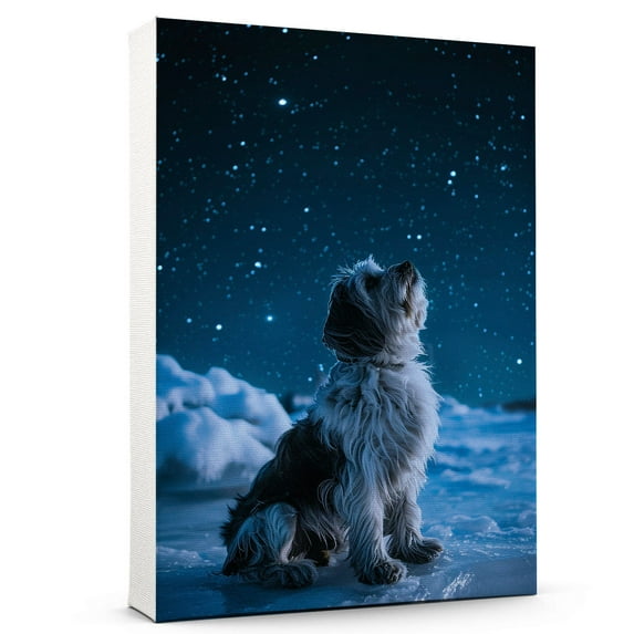 Hudo Dog Christmas Canvas Wall Art, Tibetan Terrier Dog Wall Art Prints Dogs Hanging Wall Pictures Decoration for Holiday Living Room Bedroom Bathroom