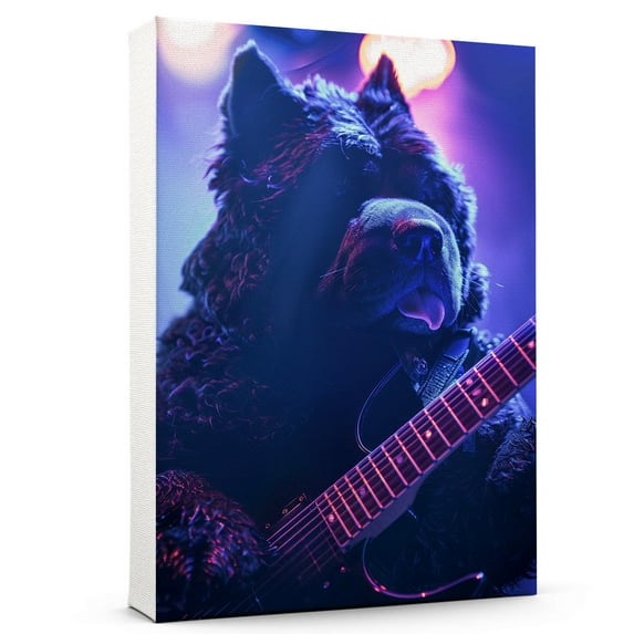 Hudo Funny Bouvierdes Flandres Dog Playing Guitar Poster - Bouvierdes Flandres Dog Canvas Wall Art - Christmas Wall Art - Bonus Daughter Gifts