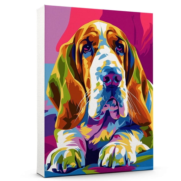 Hudo Funny Canvas Wall Art, Basset Hound Poster Colorfull Cool Wall Decor Ready to Hang for Bedroom Kids Room