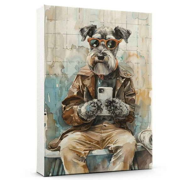 Hudo Giant Schnauzer Funny Dog Poster Bathroom Wall Art Decor - Giant Schnauzer Dog Canvas Wall Art - Abstract Wall Art - Dog Decor