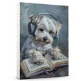 thumbnail image 1 of Hudo Havanese Dog read Book Painting Wall Art, Cute dog Headphones - Funny Dog Canvas Poster for Kids' Room Decor Ready to Hang, 1 of 5