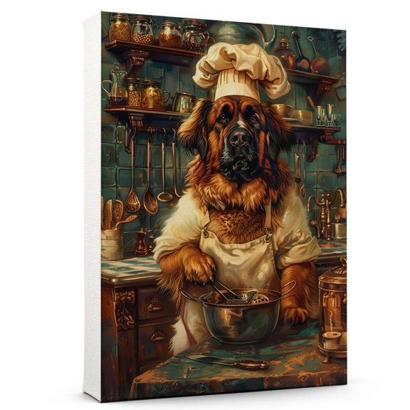 Hudo Leonberger Dog Chef Poster, Dog Chef Wall Art Decor for Kitchen Wall Home Office and Farmhouse Cottage Decorations