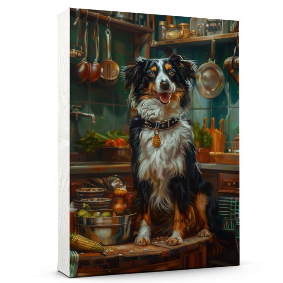 Hudo Miniature American Shepherd Dog Chef Poster, Dog Chef Wall Art Decor for Kitchen Wall Home Office and Farmhouse Cottage Decorations