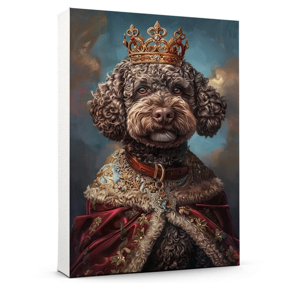 Hudo Pet Portrait in a Royal Costume Dog - Lagotto Romagnolo Dog Poster, Dog Pictures Wall Decor, Lagotto Romagnolo Dog Canvas Wall Art Framed Dog Lovers Gifts 12x18 Inch