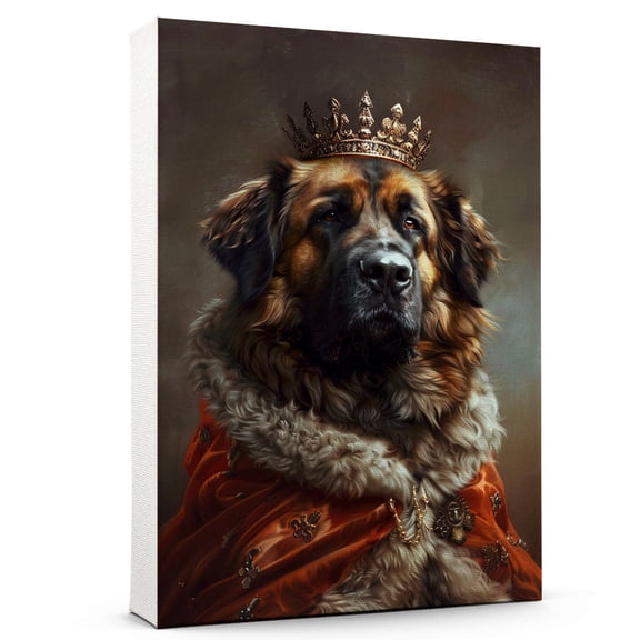 Hudo Pet Portrait in a Royal Costume Dog - Leonberger Dog Poster, Dog Pictures Wall Decor, Leonberger Dog Canvas Wall Art Framed Dog Lovers Gifts 12x18 Inch