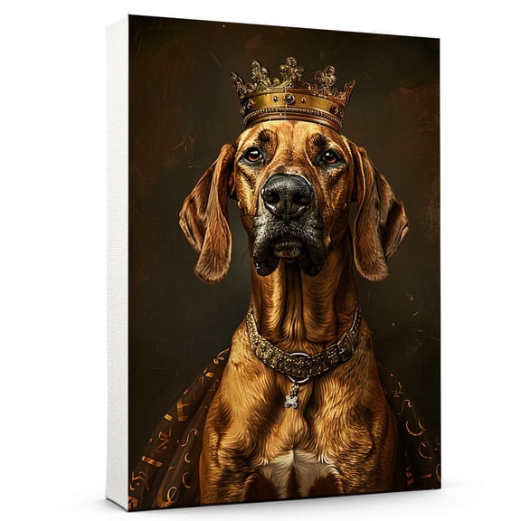 Hudo Pet Portrait in a Royal Costume Dog - Redbone Coonhound Dog Poster, Dog Pictures Wall Decor, Redbone Coonhound Dog Canvas Wall Art Framed Dog Lovers Gifts 12x18 Inch