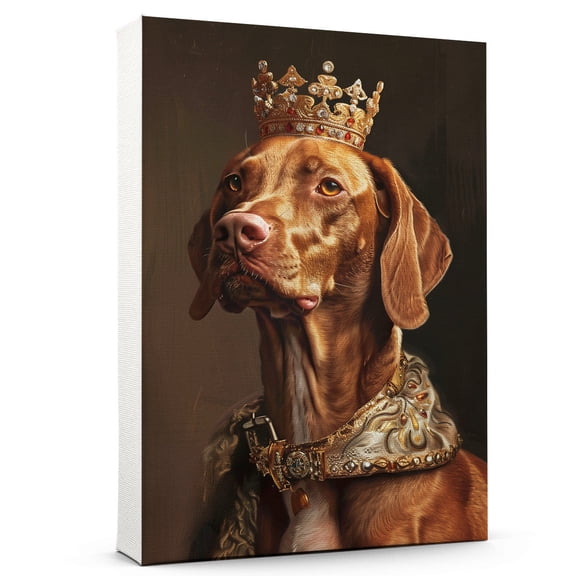 Hudo Pet Portrait in a Royal Costume Dog - Vizsla Dog Poster, Dog Pictures Wall Decor, Vizsla Dog Canvas Wall Art Framed Dog Lovers Gifts 12x18 Inch