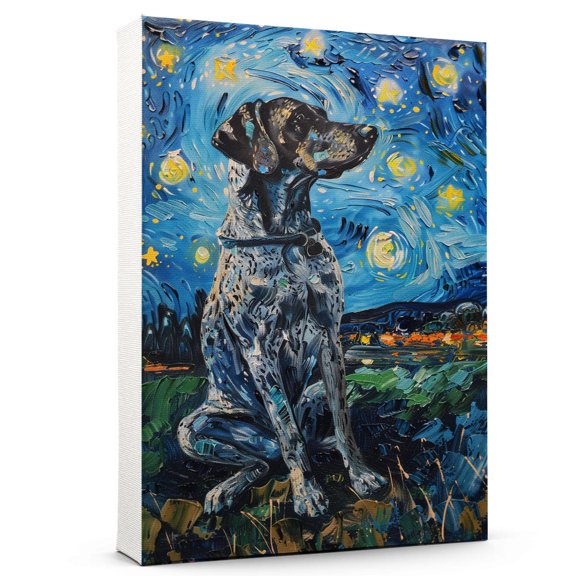 Hudo Starry Night German Shorthaired Pointer Canvas Print - Van Gogh Inspired Dog Poster Wall Art Decor