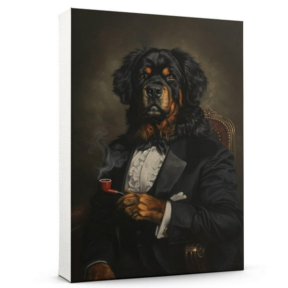 Hudo Tibetan Mastiff Painting Gentleman Style on Canvas, Tibetan Mastiff Vintage Costume Style Animals Posters For Home Decorations, Living Room, Bathroom Decor