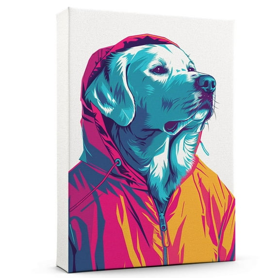 Hudo Wall Art - Funny Dog Canvas Poster for Kids' Room - Kuvasz Dog colorful art print, Canvas Painting Puppy Artwork, Watercolor Artwork Print For Bedroom
