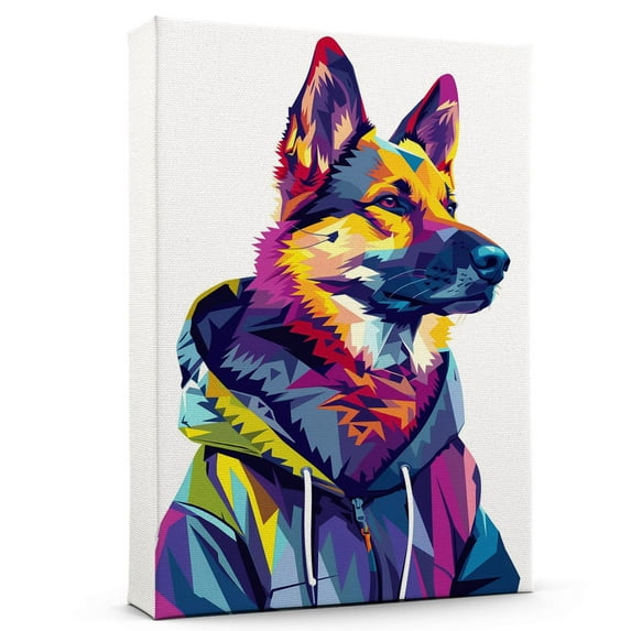 Hudo Wall Art - Funny Dog Canvas Poster for Kids' Room - Norwegian Elkhound Dog colorful art print, Canvas Painting Puppy Artwork, Watercolor Artwork Print For Bedroom