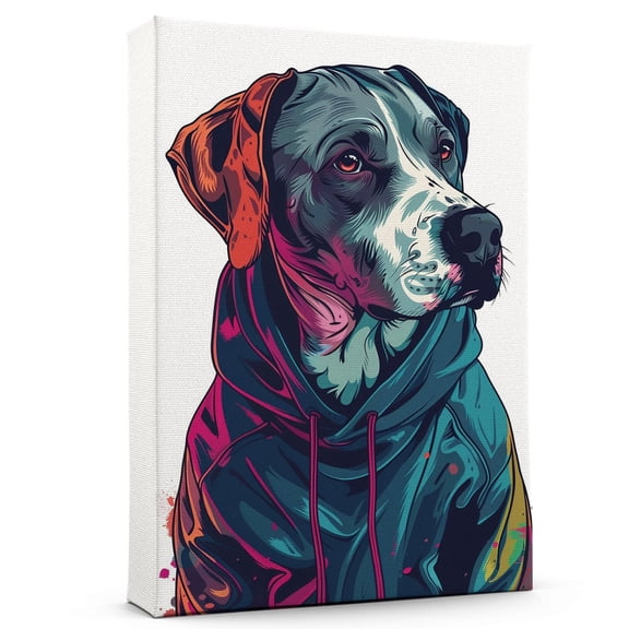 Hudo Wall Art - Funny Dog Canvas Poster for Kids' Room - Pointer Dog colorful art print, Canvas Painting Puppy Artwork, Watercolor Artwork Print For Bedroom