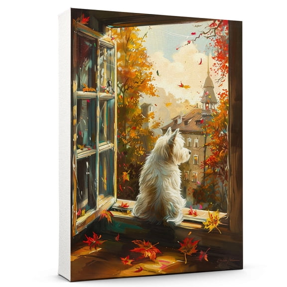 Hudo dog lovers gifts for women - West Highland White Terrier Dog Wall Art Canvas, Dog Art, Dog Wall Decor, West Highland White Terrier Dog Poster Print Painting for Bedroom, Living Room