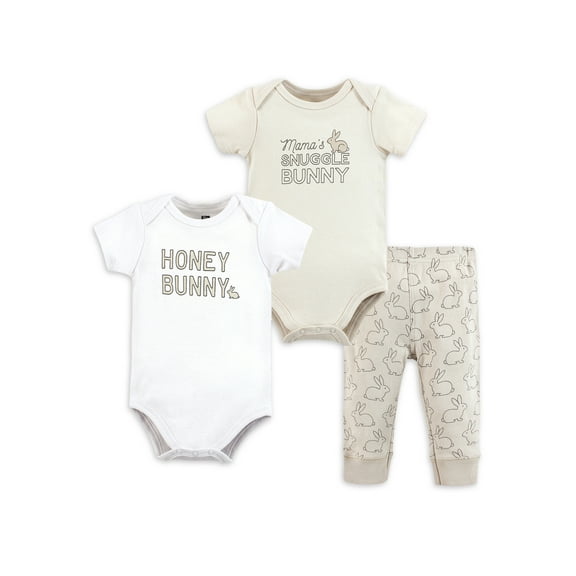 Hudson Baby 2 Cotton Bodysuits and Pant Set, Newborn- 24 Months