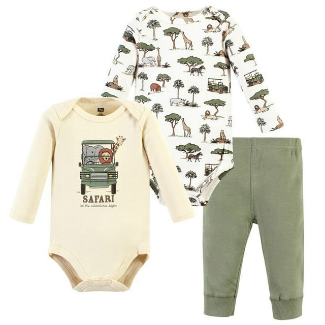 Hudson Baby 2 Cotton Long Sleeve Bodysuits and Pant Set, Preemie - 24 Months