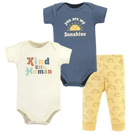 Hudson Baby 2 Cotton Short Sleeve Bodysuits and Pant Set, Preemie - 24 Months