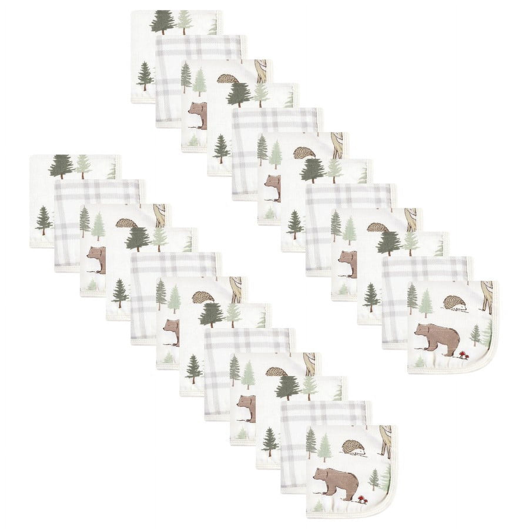 Hudson Baby 24Pc Cotton Muslin Washcloths, Forest Animals, One Size