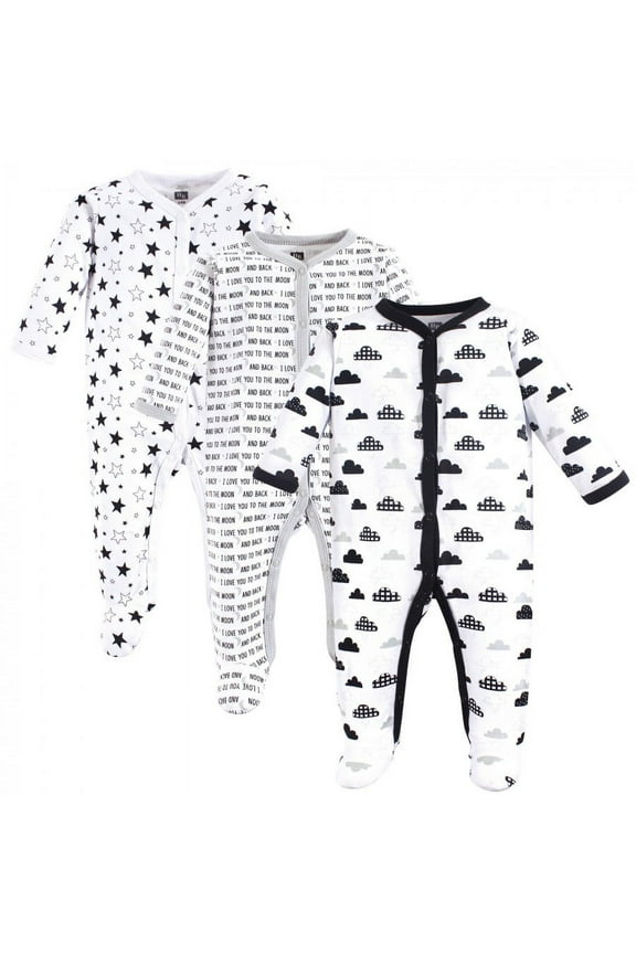 Baby Cotton Snap Sleep and Play 3pk, Moon And Back, 0-3 Months