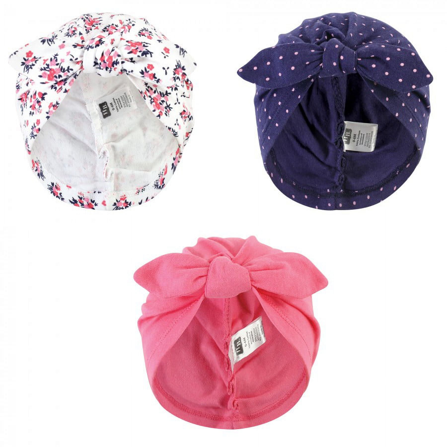 美品  Hudson Baby Baby Girl Turban Cotton Headwraps, Pink Feather ベビー