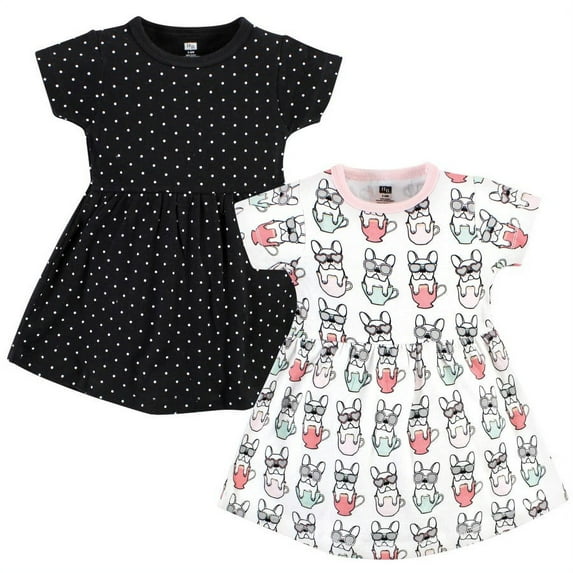 Hudson Baby Baby Girls Cotton Dresses, Bonjour, 6-9 Months