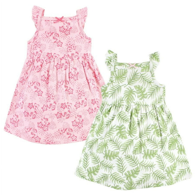Hudson Baby Baby Girls Cotton Dresses, Palm Leaf, 6-9 Months