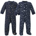 thumbnail image 1 of Hudson Baby Baby Premium Quilted Zipper Sleep and Play 2pk, Metallic Stars, 3-6 Months, 1 of 3