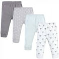 thumbnail image 1 of Hudson Baby Baby and Toddler Cotton Pants 4pk, Modern Elephant, 6-9 Months, 1 of 5