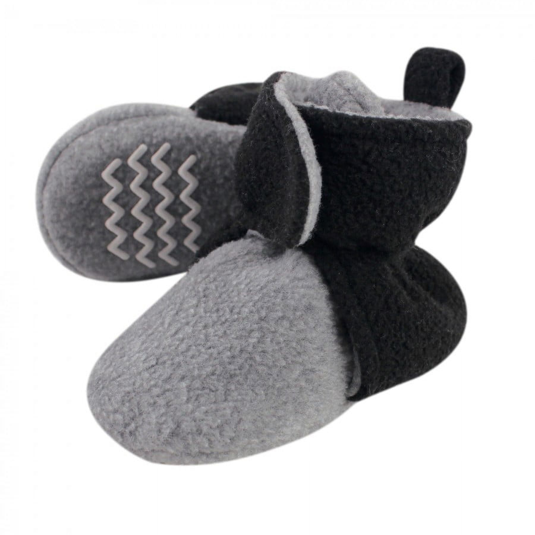 Hudson Baby Baby and Toddler Cozy Fleece Booties, Black Heather Gray, 0